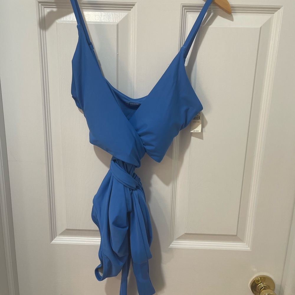aerie Cobalt Blue One-Piece Swimsuit with Wrap Front